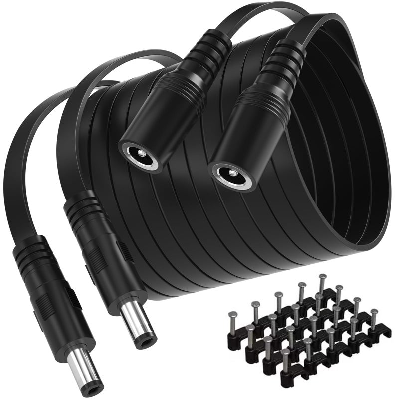 SIOCENã€2-Packã€‘ 20ft Dc 12v Power Extension Cable,5.5mm x 2.1mm 12v Extension Cord Security Camera Cable Flat Male to Female for CCTV IP Indoor Camera Dvr Standalone LED Strip,Supply Adapter - Image 1